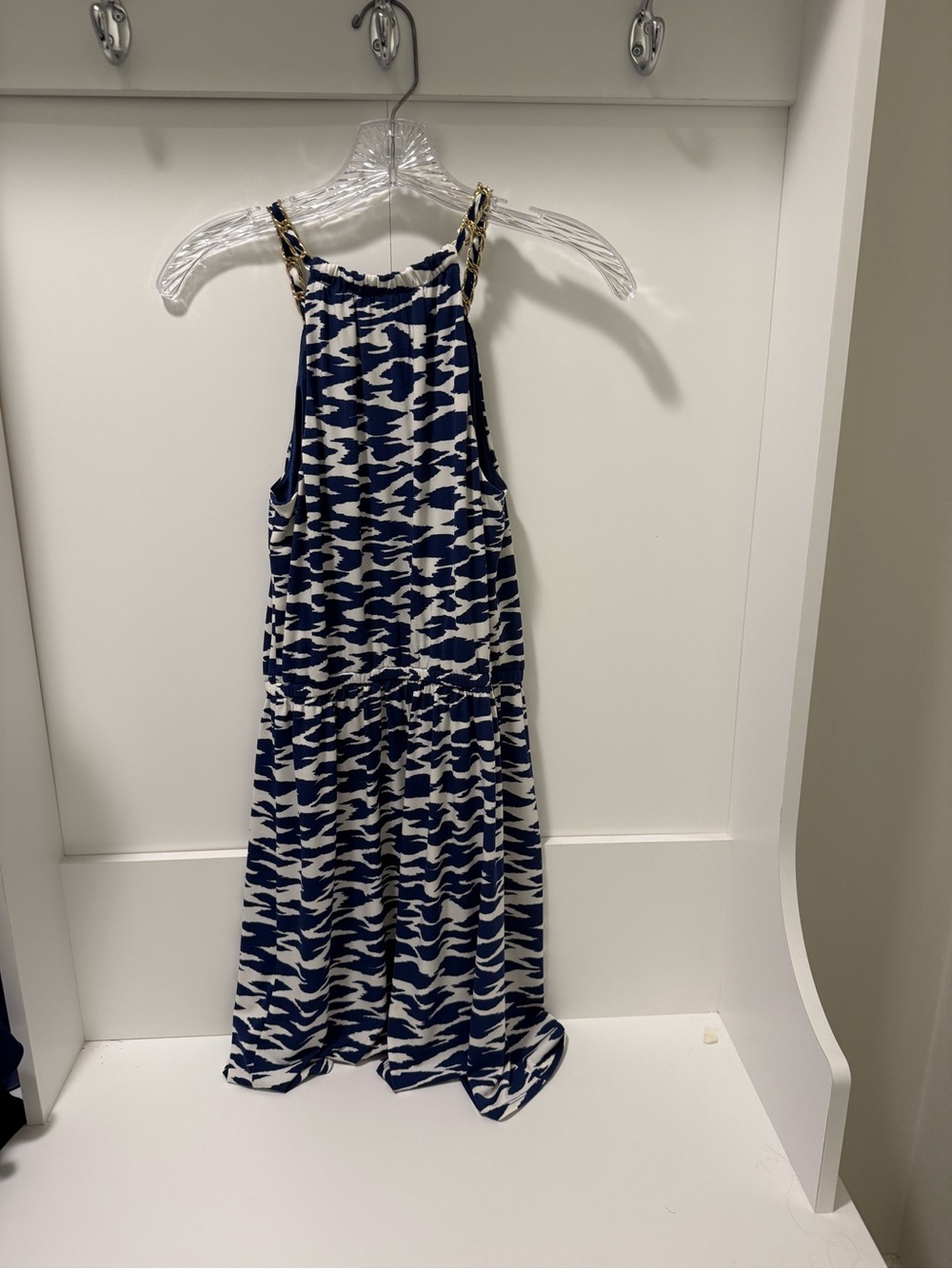 Laundry By Shelli Segal Navy and White Patterned Halter Dress